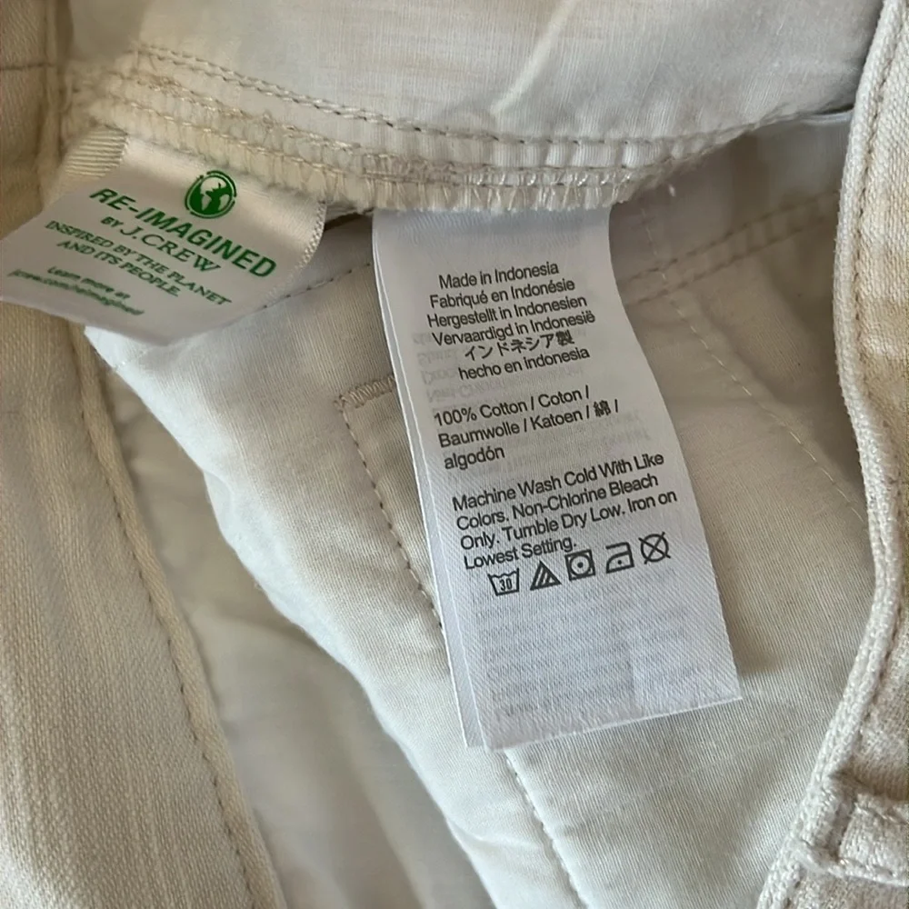J CREW Ivory Patch Pocket Cotton Pants Size 0